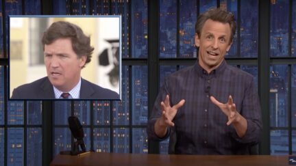 Seth Meyers Torches Tucker Carlson for ‘Insane’ Testicle Tanning Promo