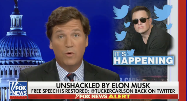 Tucker Carlson Deletes Tweet That Got Him Suspended, Pretends Elon Musk Restored His Account