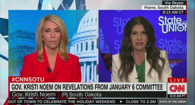 S.D. Gov Kristi Noem Slings Mud at Cassidy Hutchinson and Then Awkwardly Tries to Pivot to Gas Prices in Painful CNN Interview