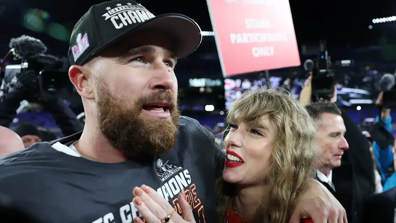 Taylor Swift Celebrates With Travis Kelce After the Kansas City Chiefs Win AFC Championship Game
